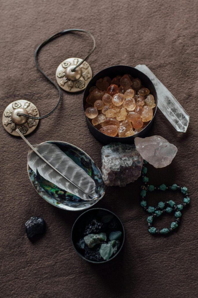 Crystals and tools used during energy clearing in Denver