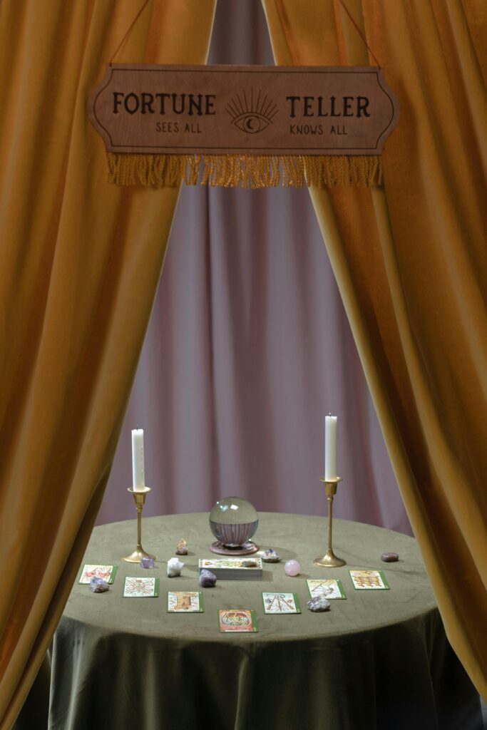 Fortune teller reading session providing future insight and guidance
